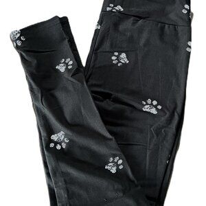 NWT Womens Charlies Project Leggings Black White Paw Print Tween JRS 10-Adult 4